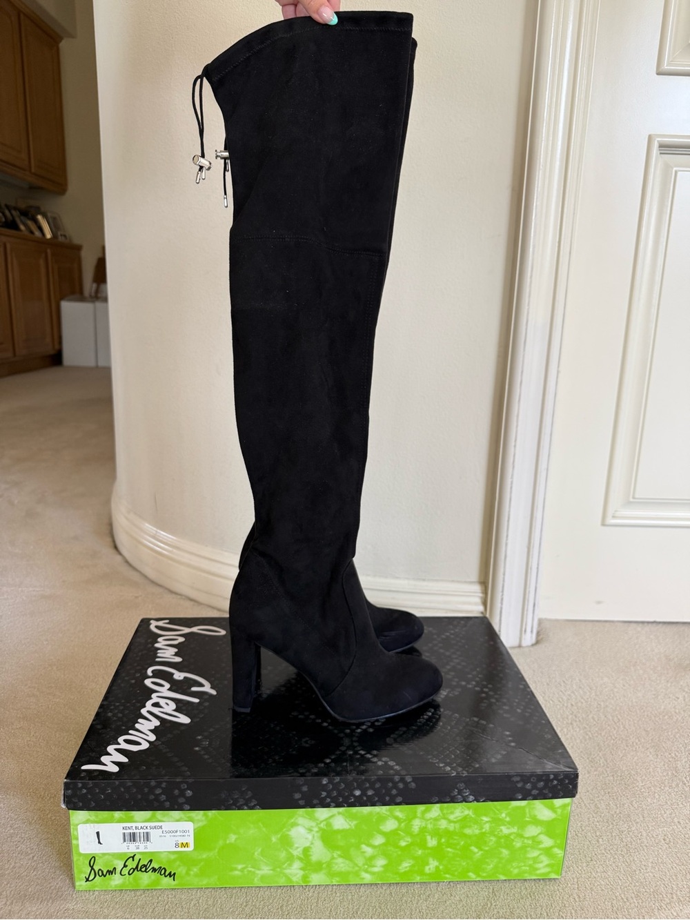 Sam Edelman Black “KENT” Over-the-Knee Suede High Block Heel Boots